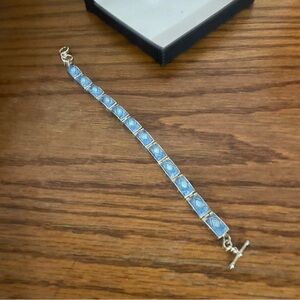 Brand NEW Opal and Lapis Lazuli Stone Charm Sterling Silver Bracelet